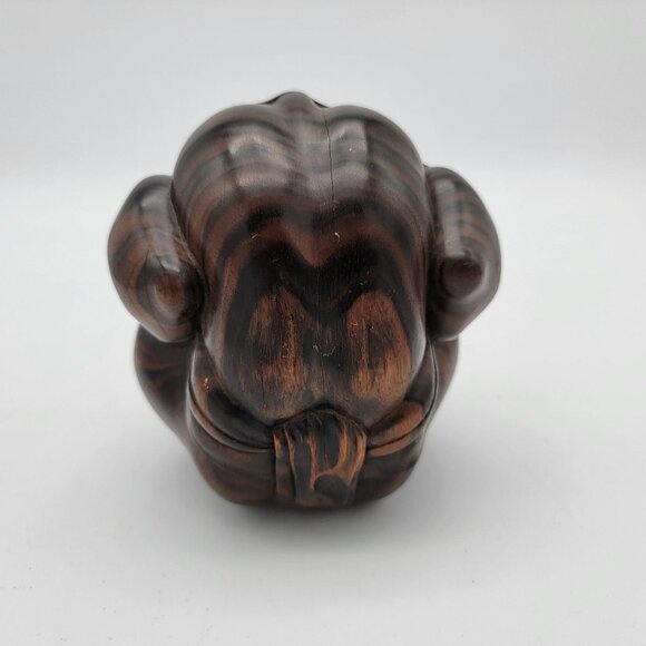 Carved Rosewood Wooden Weeping Buddha Figure - Picture 7 of 11